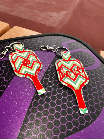 Faux Leather Pickleball Paddle Keychains