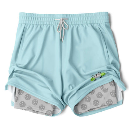 Teal & Gray 2-in-1 Athletic Shorts (Long)