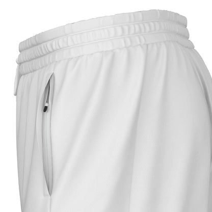 White, Black & Red 2-in-1 Athletic Shorts (Long)