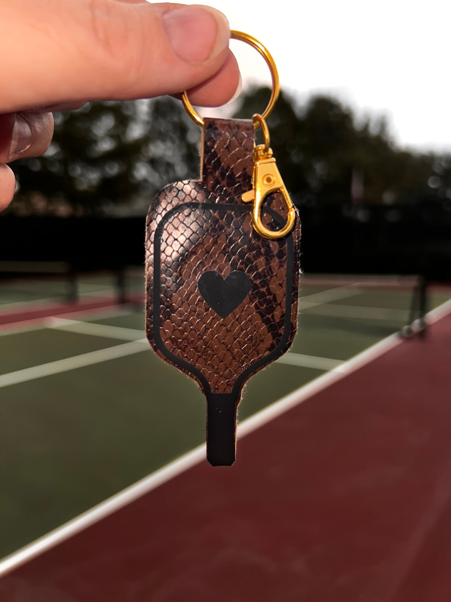 Faux Leather Pickleball Paddle Keychains