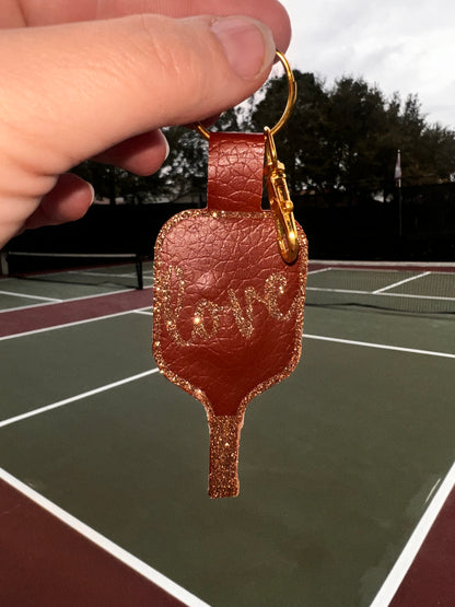 Faux Leather Pickleball Paddle Keychains