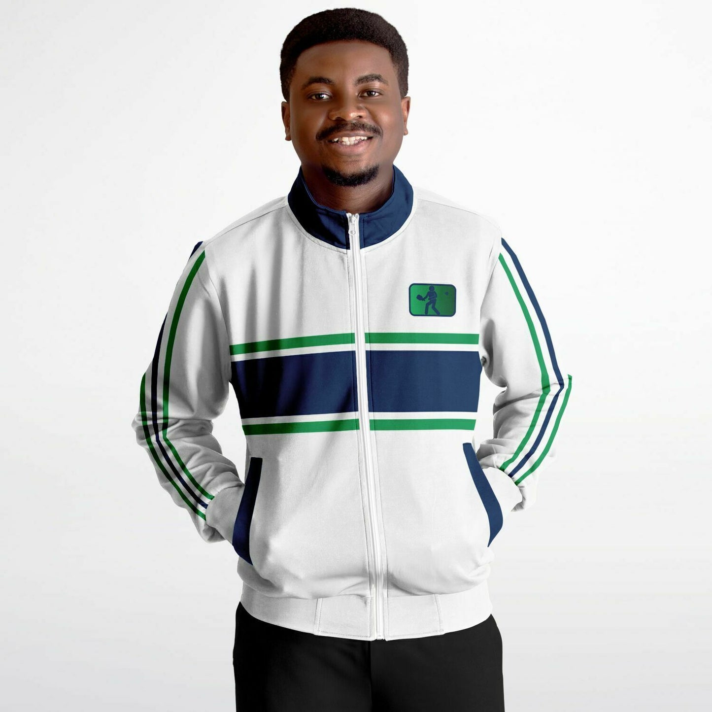 White, Navy & Green Pickleball Jacket