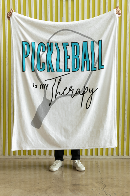 PICKLEBALL Is My Therapy Microfiber Fleece Blanket