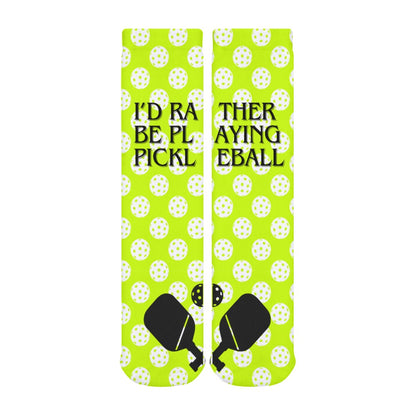 I'd Rather Be Playing Pickleball Tall Socks