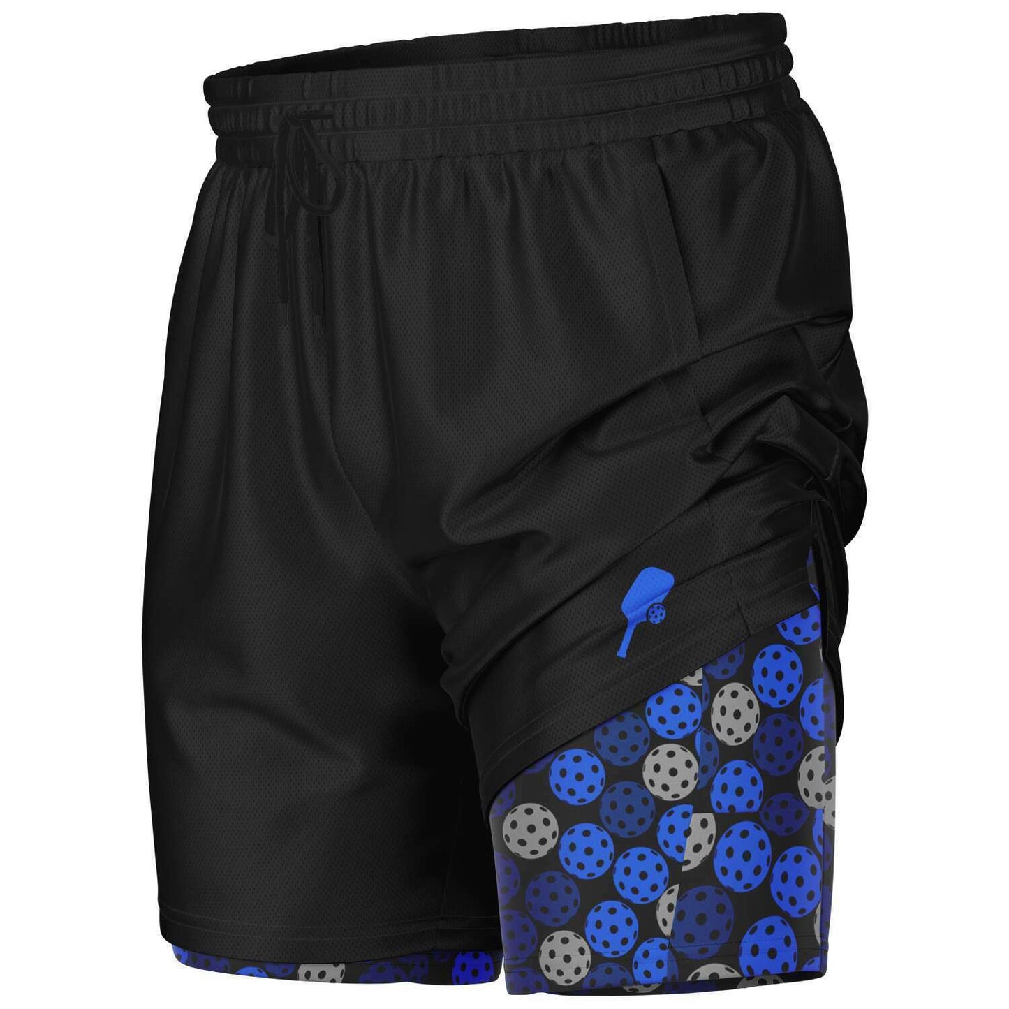 Black & Blue 2-in-1 Athletic Shorts (Long)