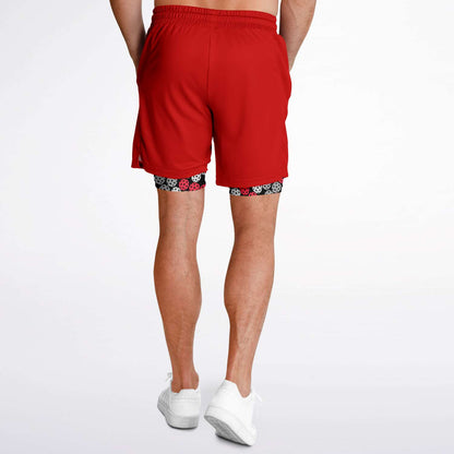 Red & Black 2-in-1 Athletic Shorts (Long)