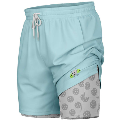 Teal & Gray 2-in-1 Athletic Shorts (Long)