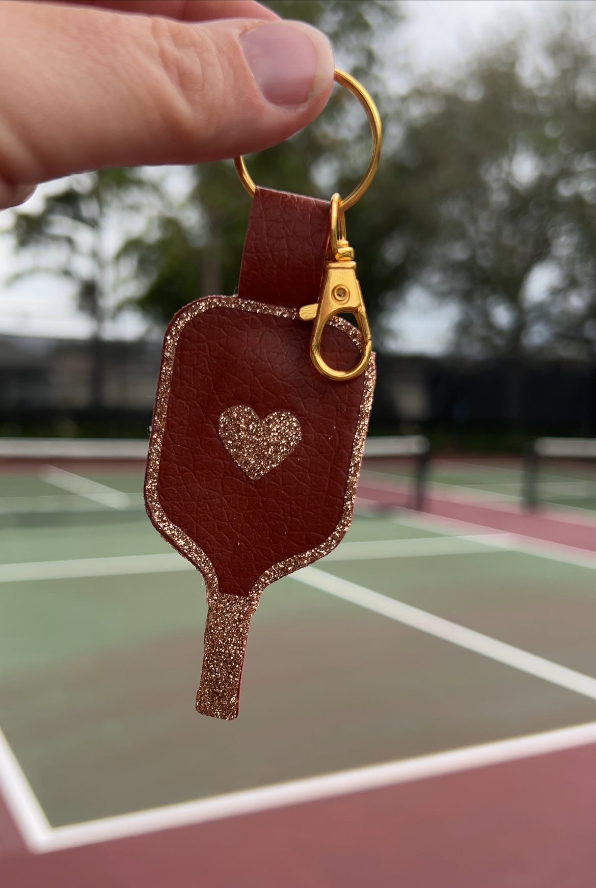 Faux Leather Pickleball Paddle Keychains