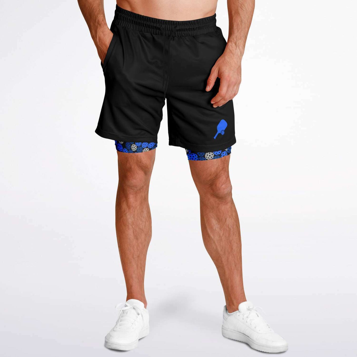 Black & Blue 2-in-1 Athletic Shorts (Long)