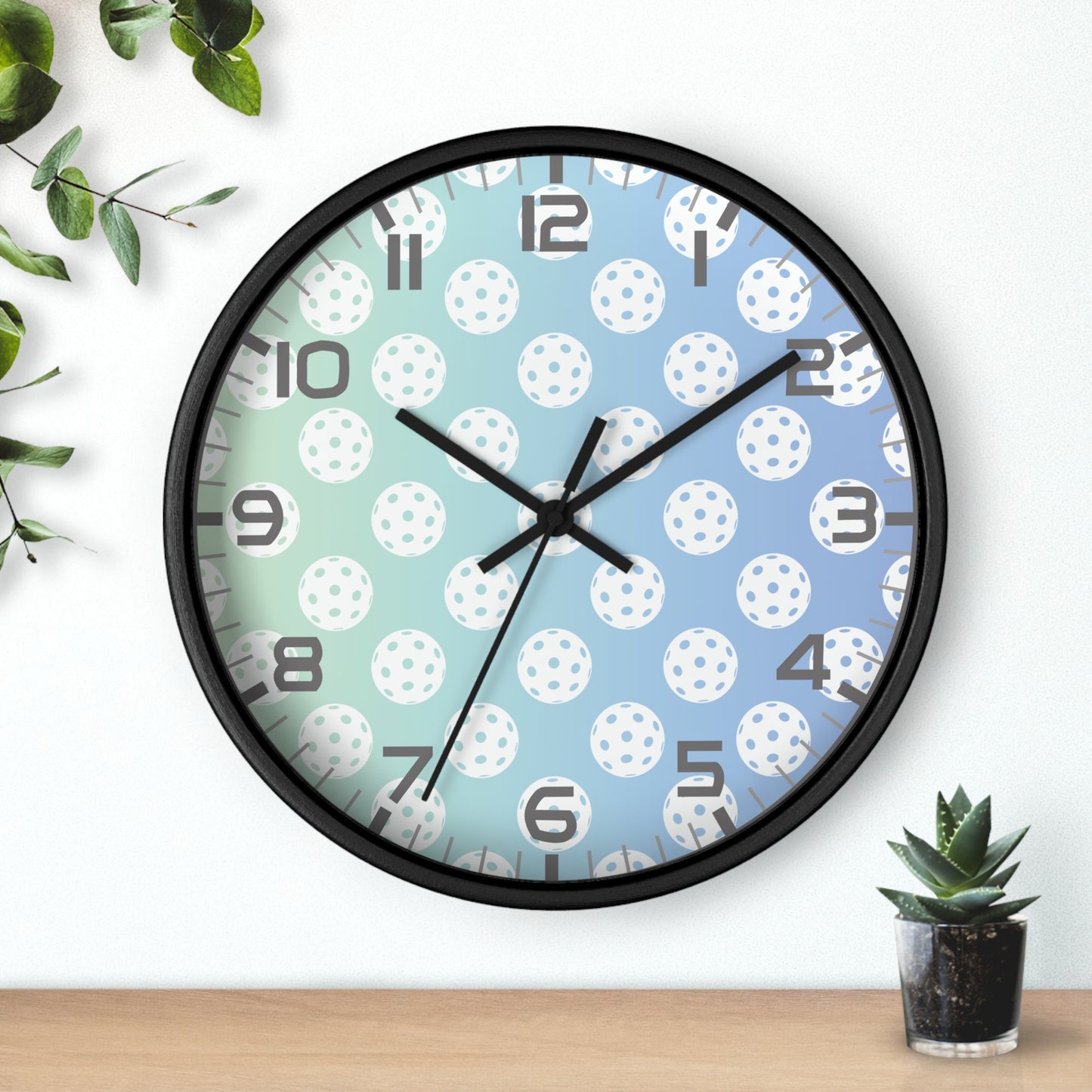 Teal & Blue Pickleball Wall Clock