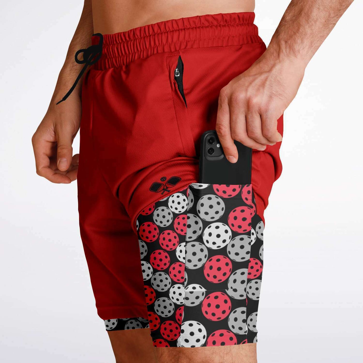 Red & Black 2-in-1 Athletic Shorts (Long)