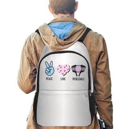 Peace, LOVE, Pickleball Fabric Backpack with Side Mesh Pockets