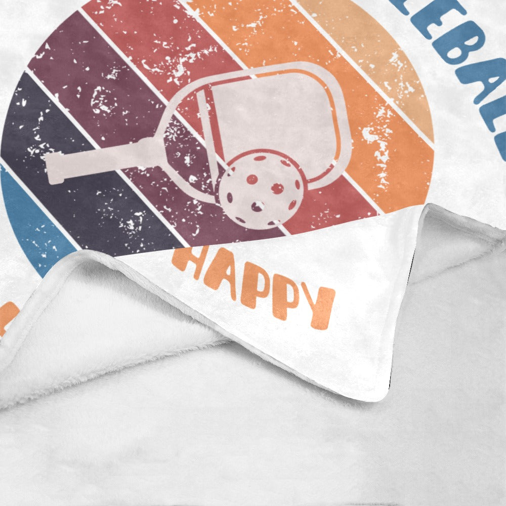 Pickleball Is My HAPPY Microfiber Fleece Blanket