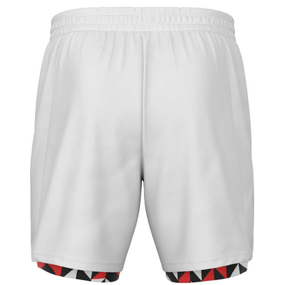 White, Black & Red 2-in-1 Athletic Shorts (Long)