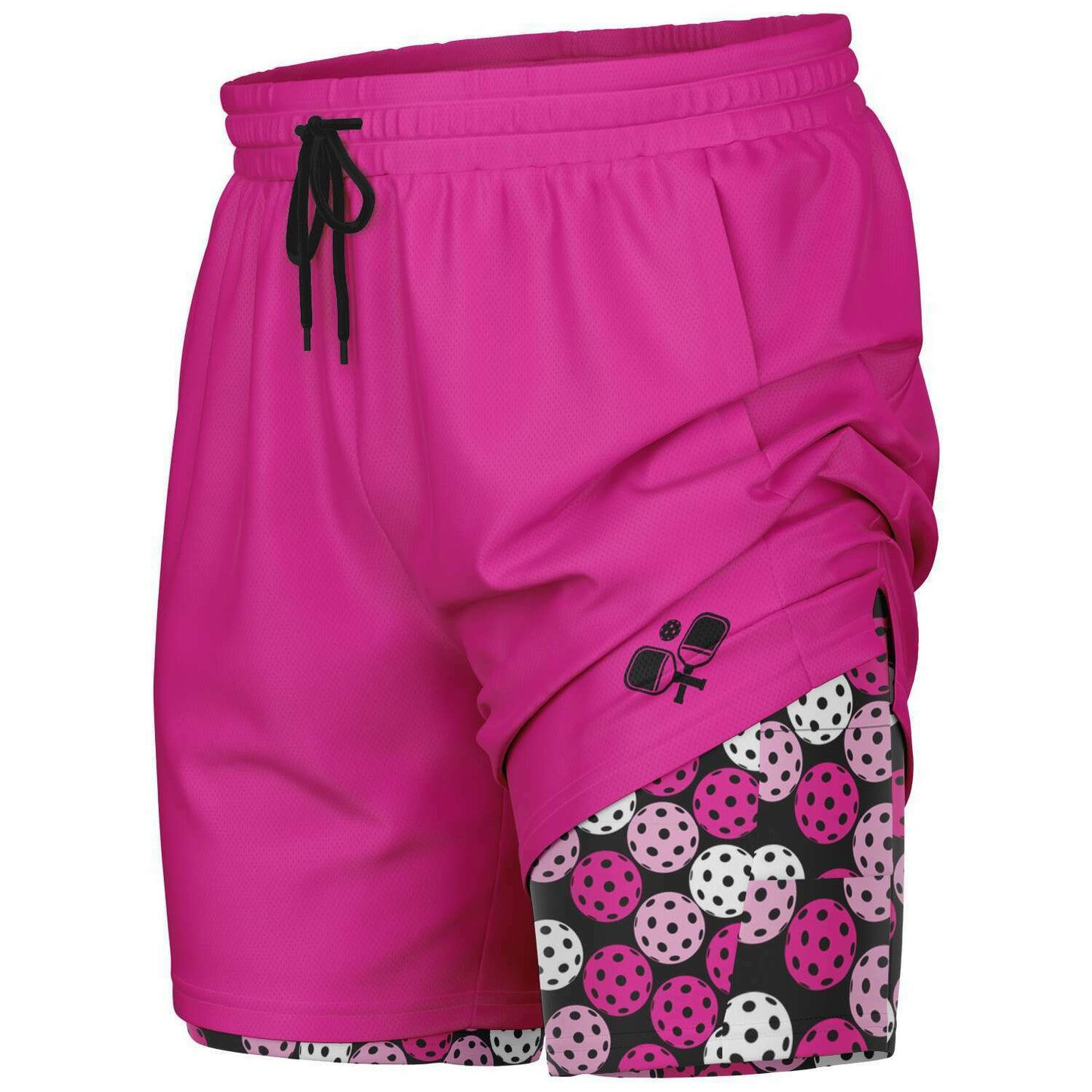 Hot Pink & Black 2-in-1 Athletic Shorts (Long)