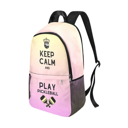 Keep Calm Fabric Backpack with Side Mesh Pockets