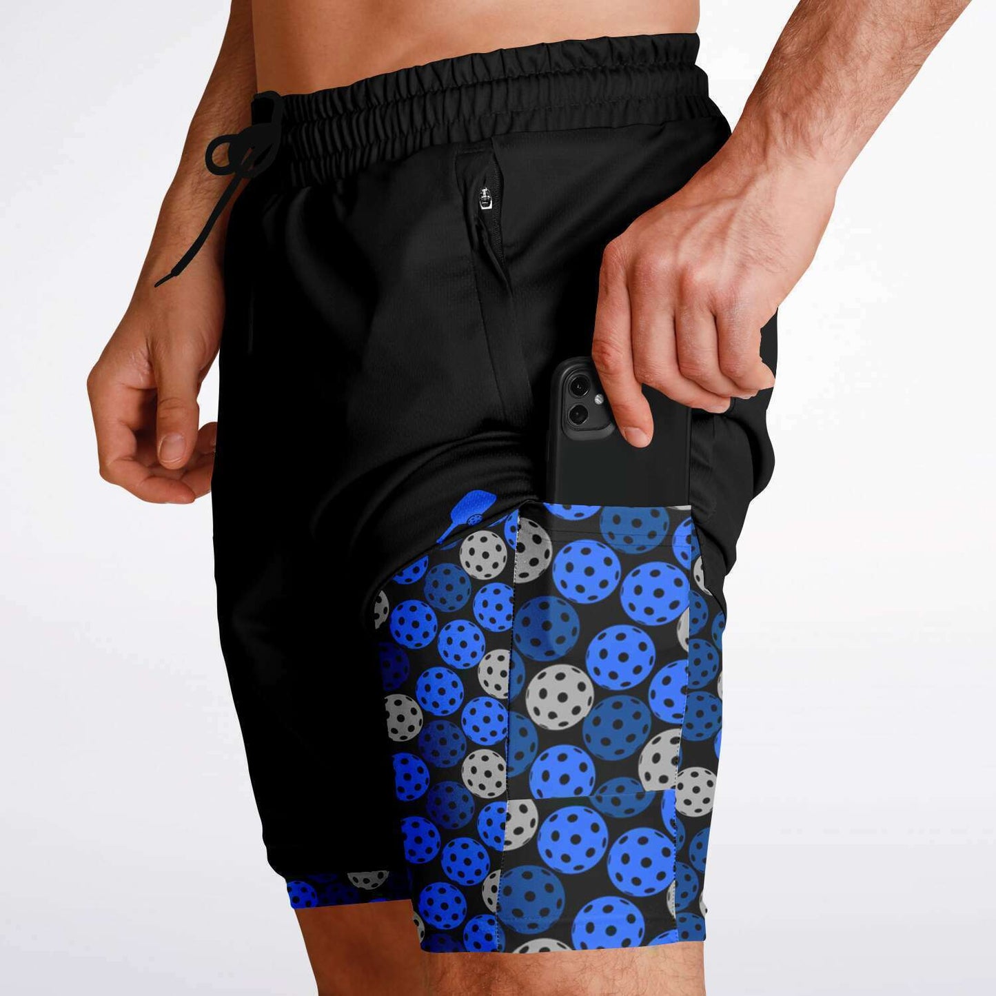 Black & Blue 2-in-1 Athletic Shorts (Long)