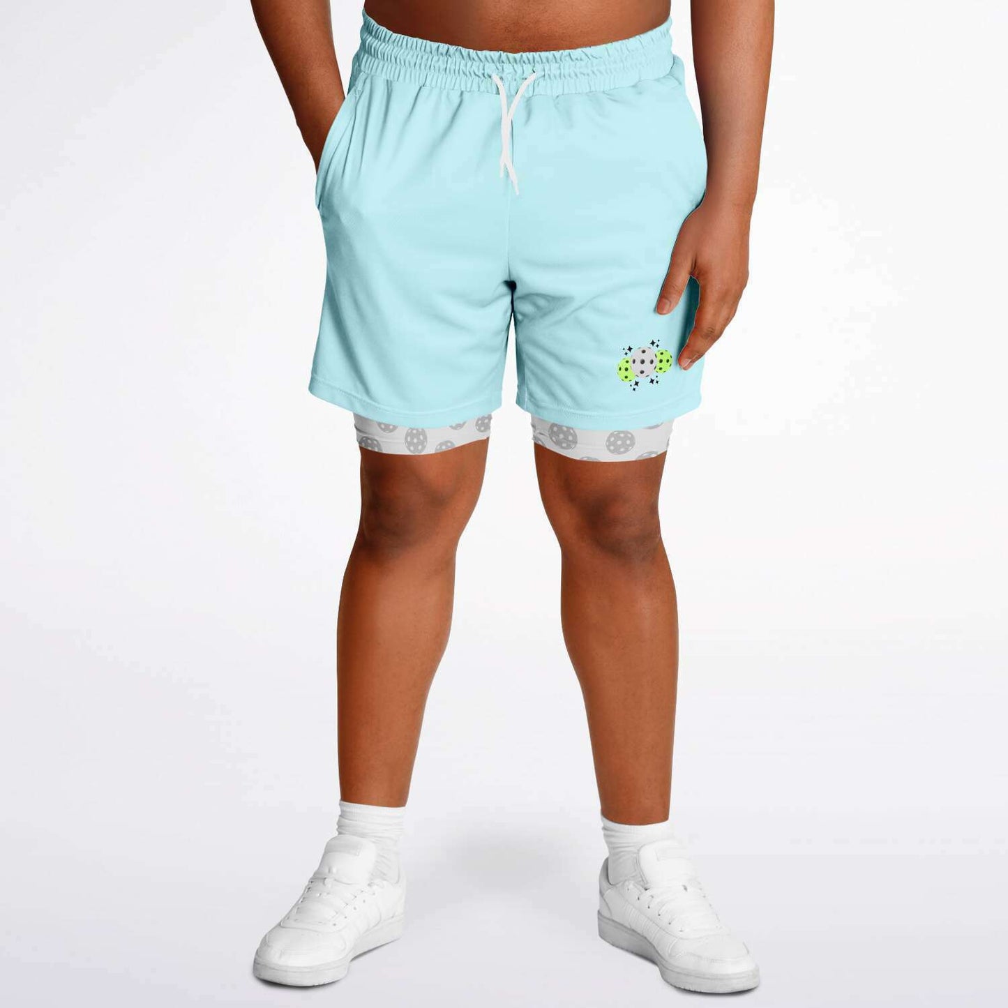 Teal & Gray 2-in-1 Athletic Shorts (Long)