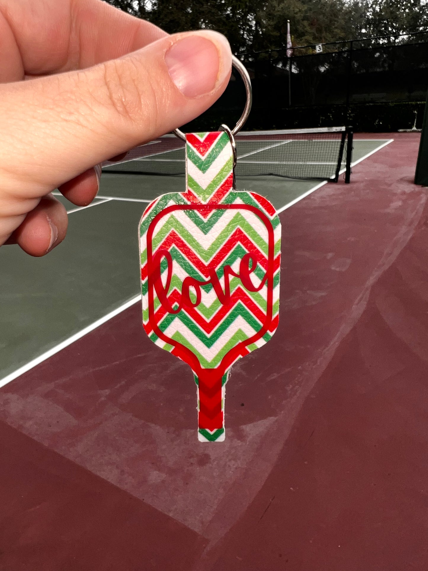 Faux Leather Pickleball Paddle Keychains