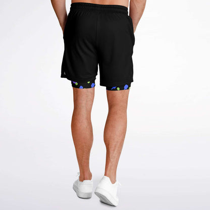 Black & Purple 2-in-1 Athletic Shorts (Long)