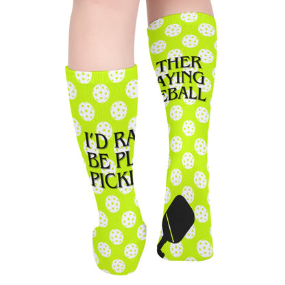 I'd Rather Be Playing Pickleball Tall Socks