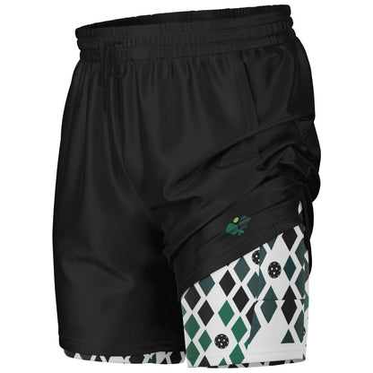 Black & Green 2-in-1 Athletic Shorts (Long)