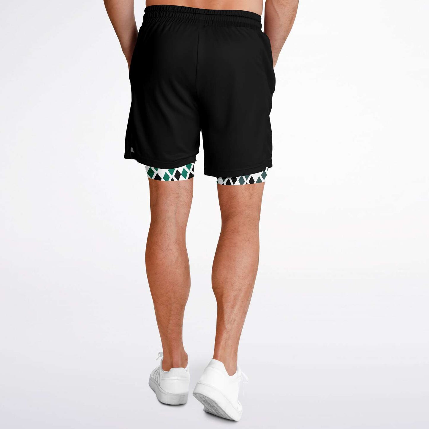 Black & Green 2-in-1 Athletic Shorts (Long)