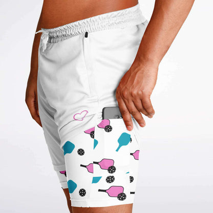 White 2-in-1 Athletic Shorts (Long)