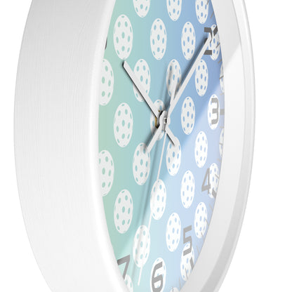 Teal & Blue Pickleball Wall Clock