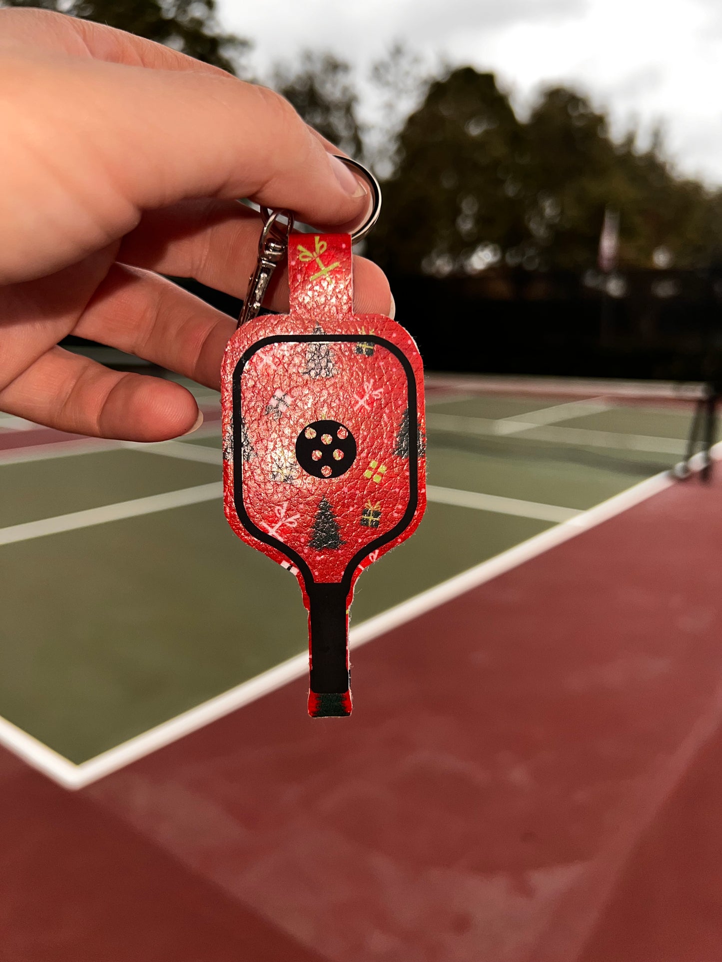 Faux Leather Pickleball Paddle Keychains