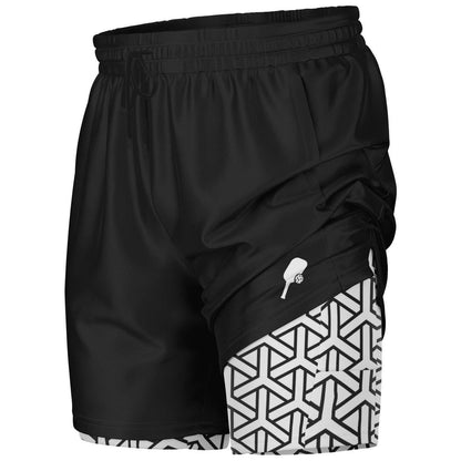 Black & White 2-in-1 Athletic Shorts (Long)