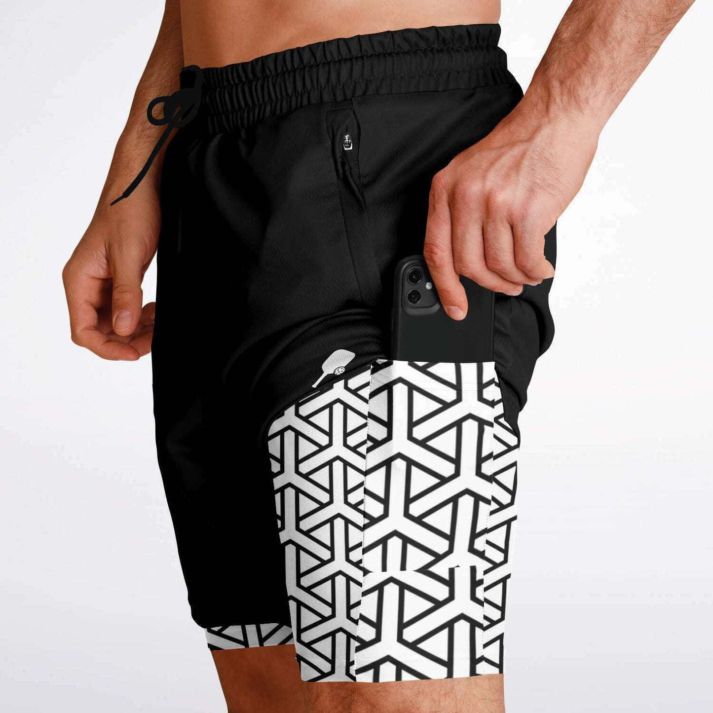 Black & White 2-in-1 Athletic Shorts (Long)