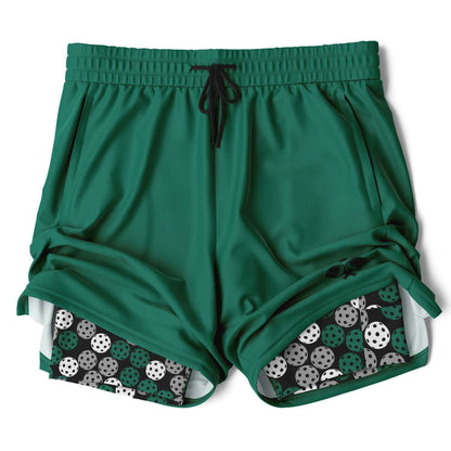 Green & Black 2-in-1 Athletic Shorts (Long)