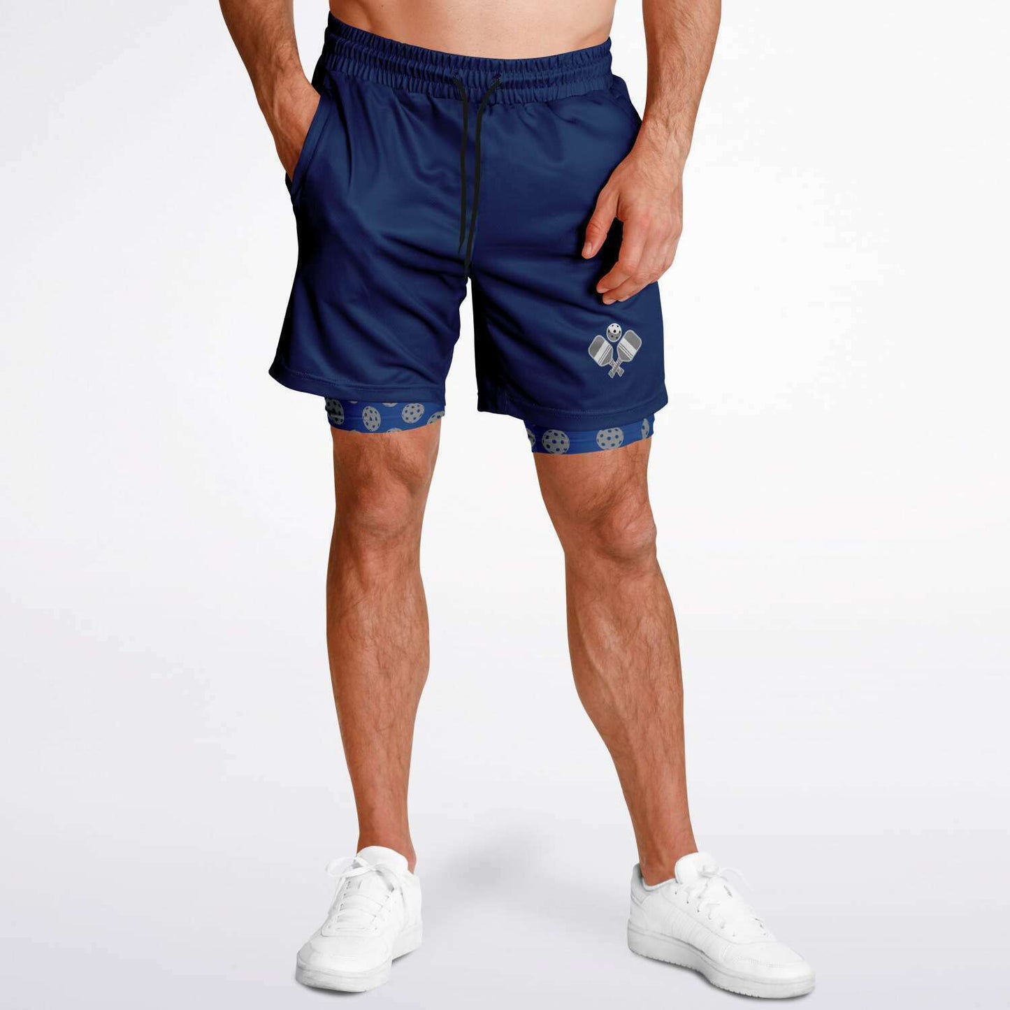 Navy 2-in-1 Athletic Shorts (Long)