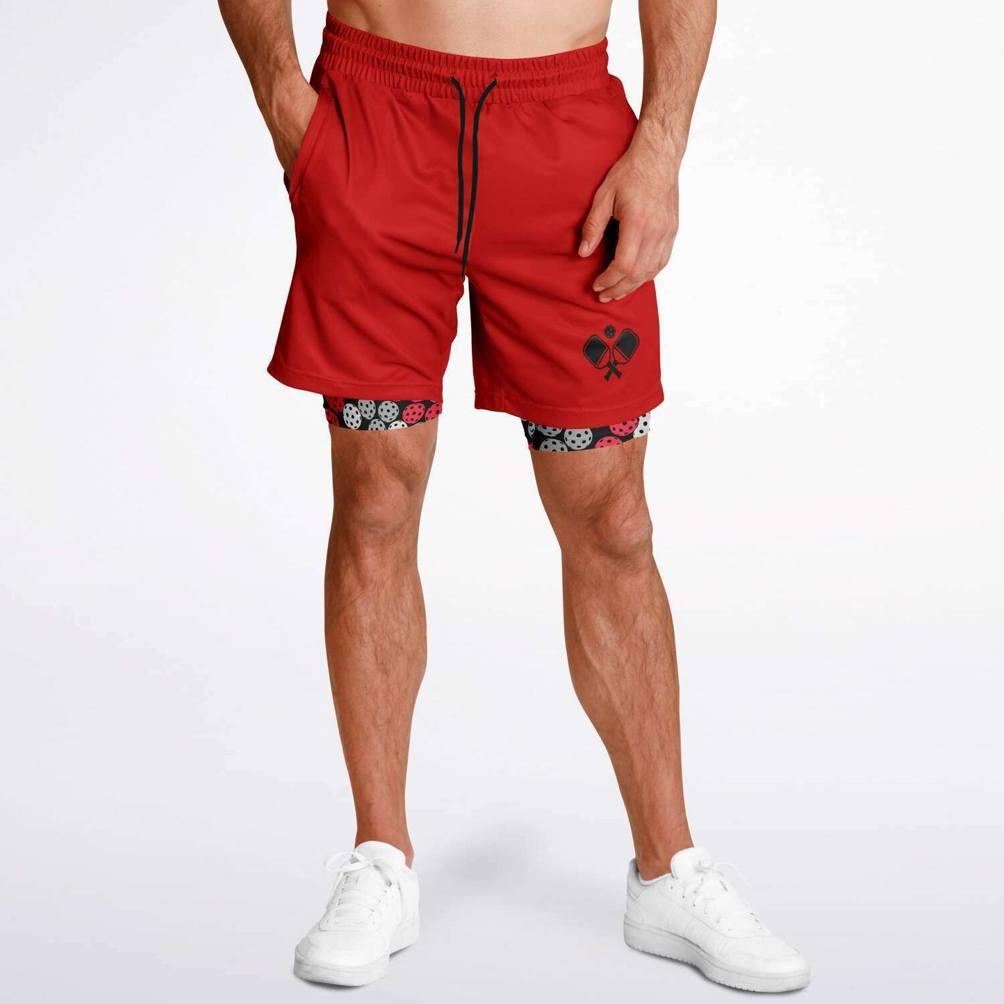 Red & Black 2-in-1 Athletic Shorts (Long)