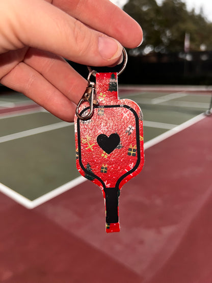 Faux Leather Pickleball Paddle Keychains