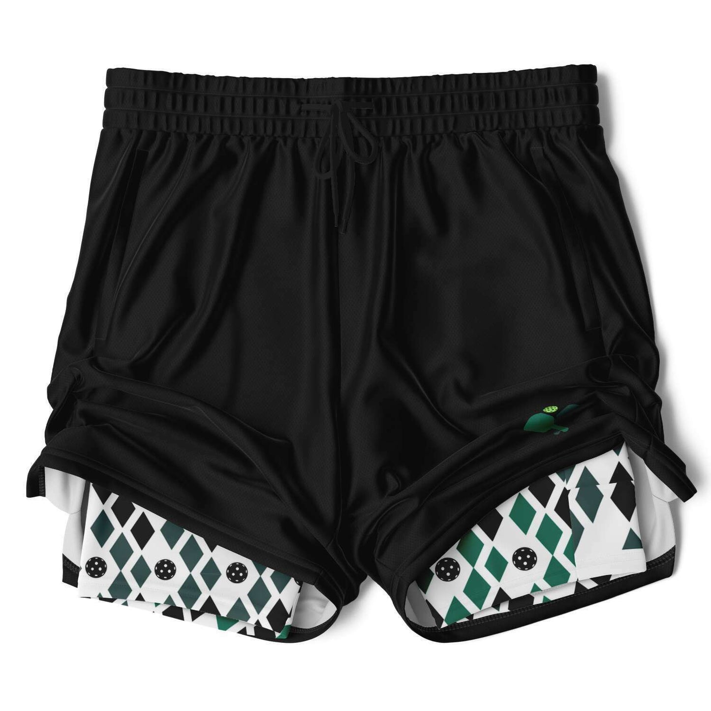 Black & Green 2-in-1 Athletic Shorts (Long)