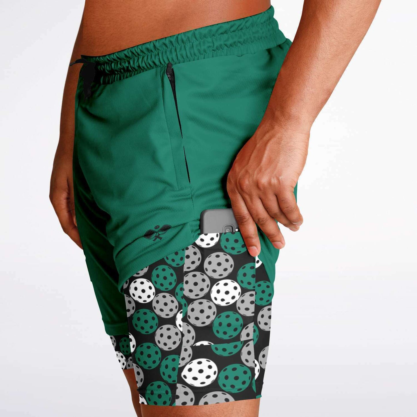 Green & Black 2-in-1 Athletic Shorts (Long)