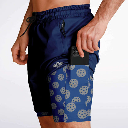 Navy 2-in-1 Athletic Shorts (Long)