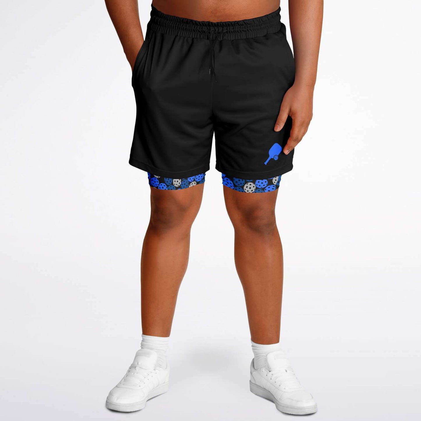 Black & Blue 2-in-1 Athletic Shorts (Long)