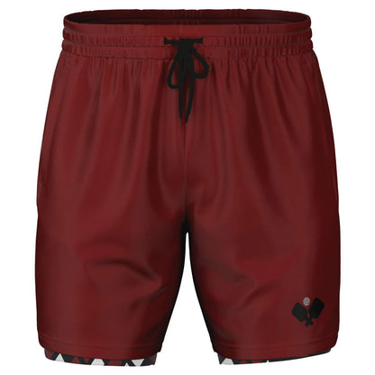 Maroon & Black 2-in-1 Athletic Shorts (Long)