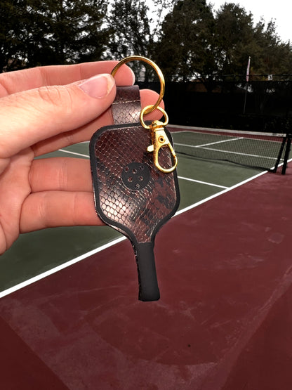 Faux Leather Pickleball Paddle Keychains