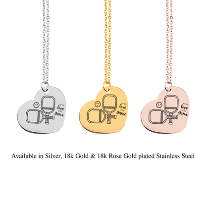 Pickleball Paddles Heart Necklace