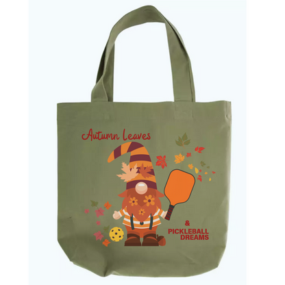 Fall Tote Bag - Autumn Leaves & Pickleball Dreams