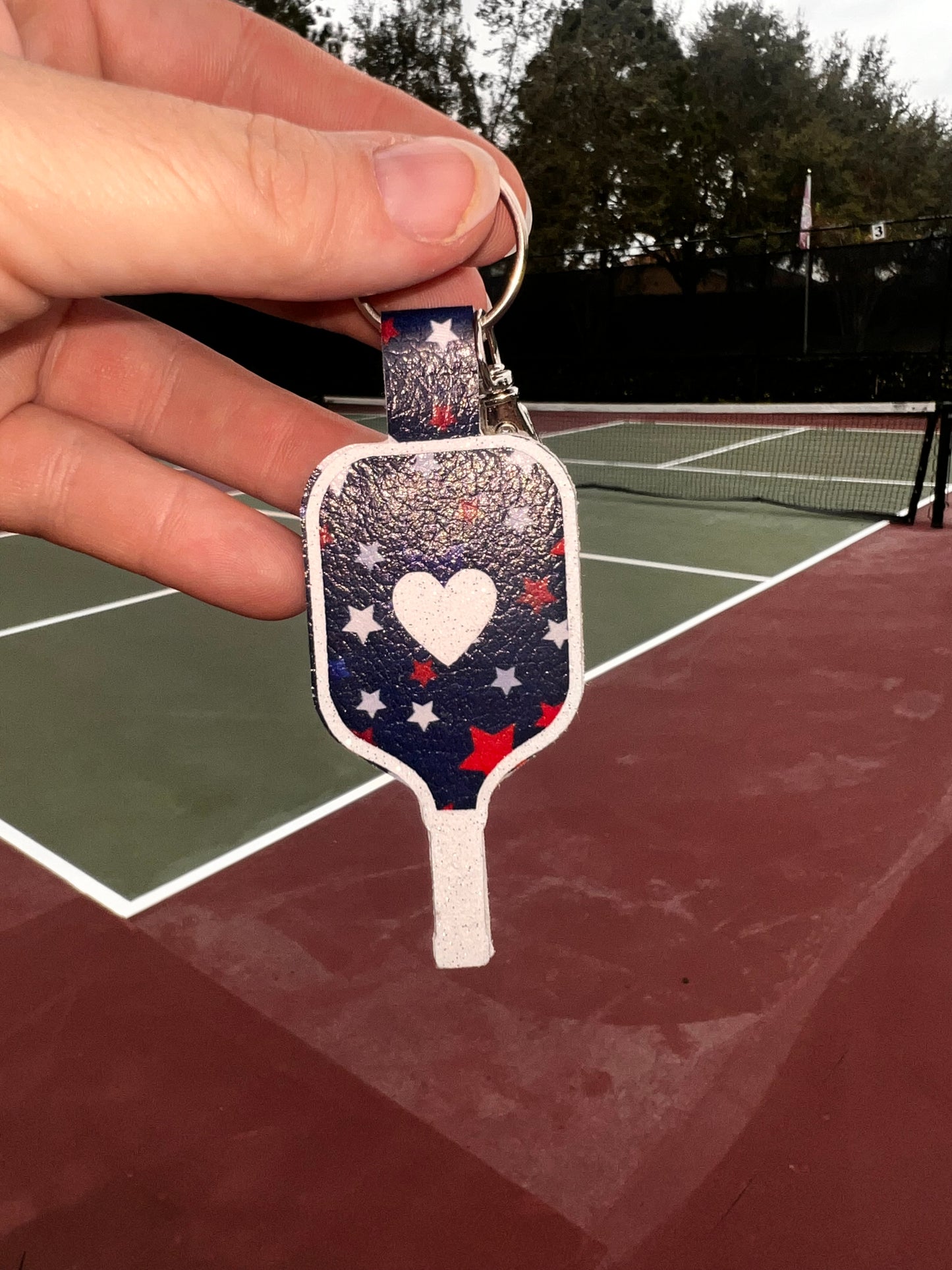 Faux Leather Pickleball Paddle Keychains