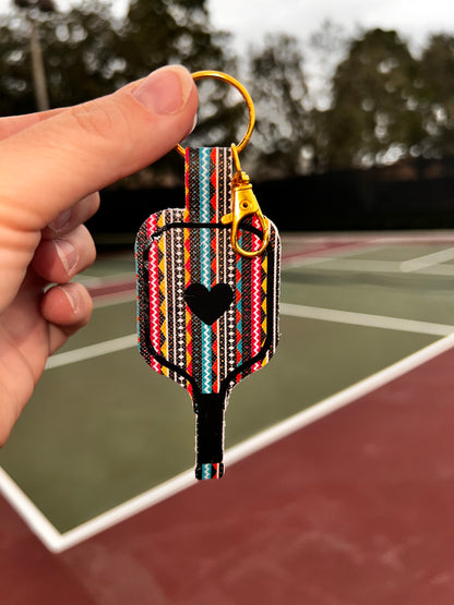 Faux Leather Pickleball Paddle Keychains