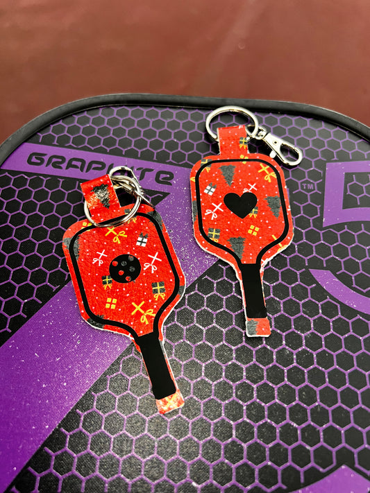 Faux Leather Pickleball Paddle Keychains