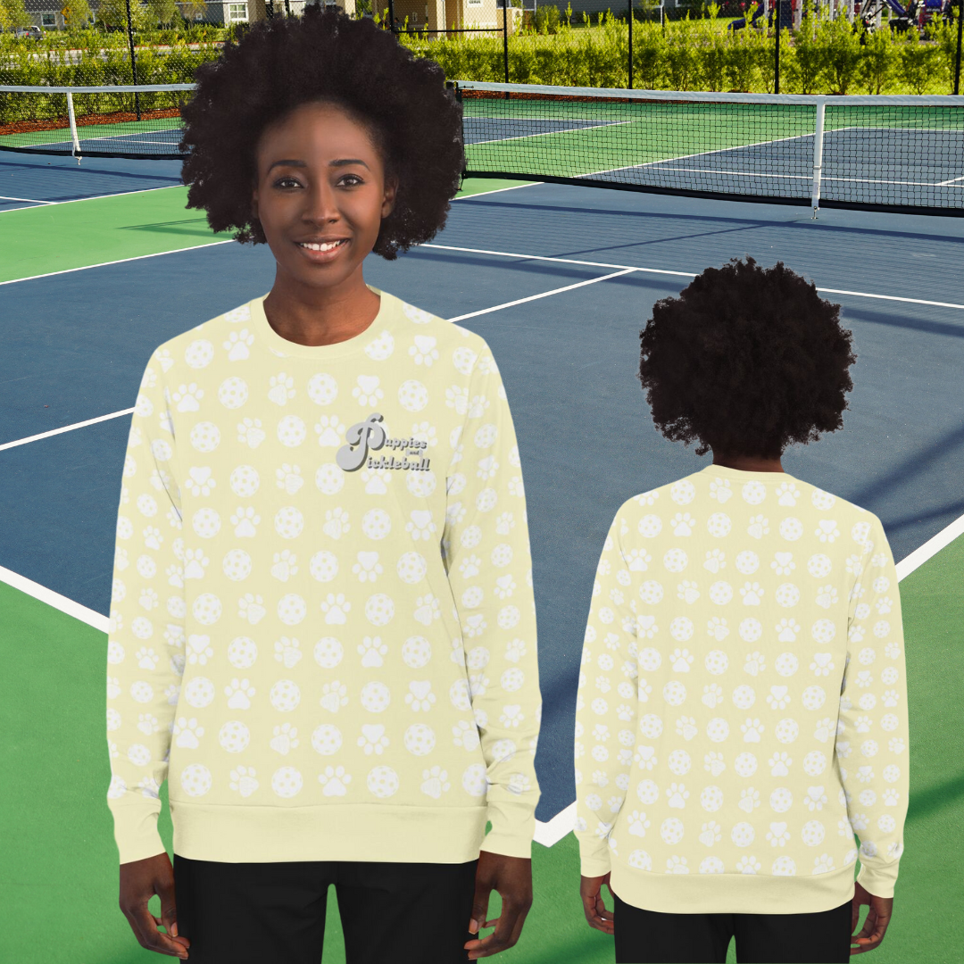 Puppies & Pickleball Sweatshirt (Pale Yellow)