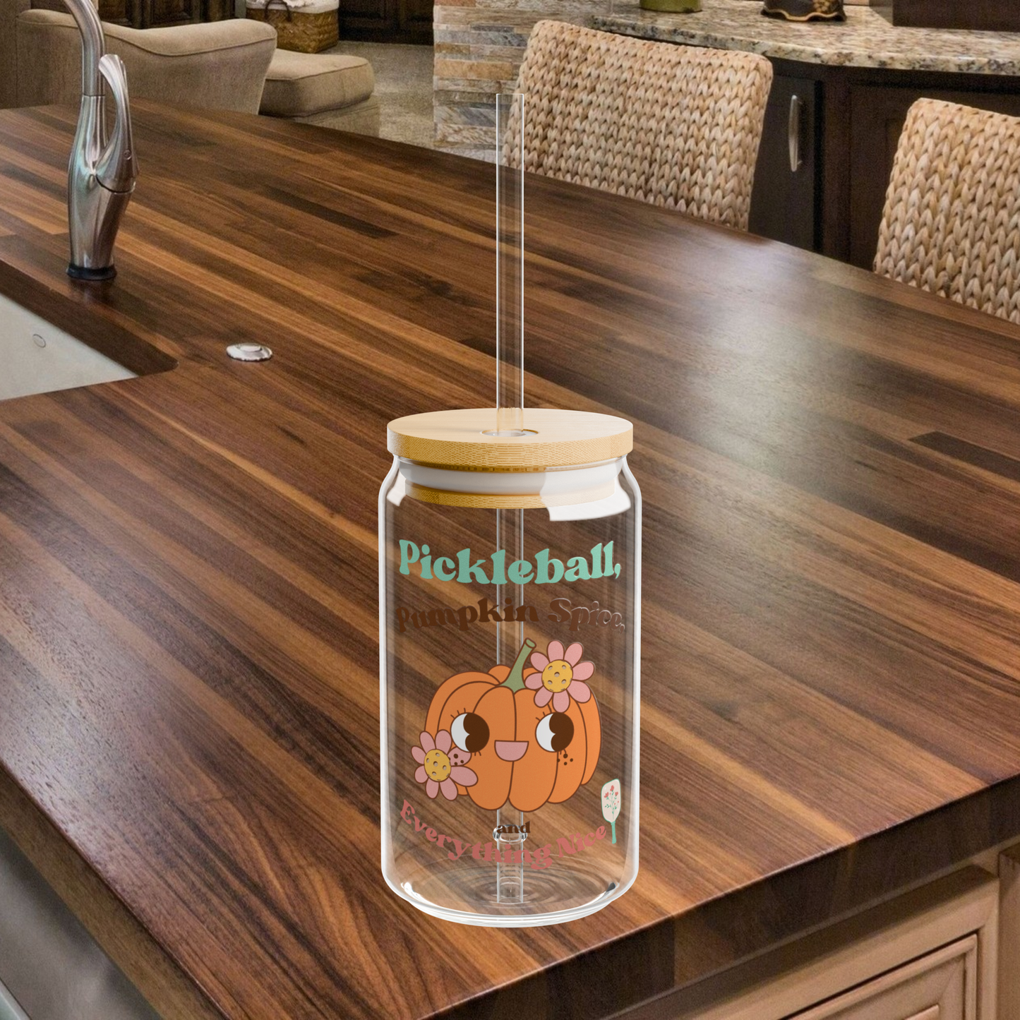 FALL Glass Can Cup - Pumpkin Spice, Pickleball & Everything Nice