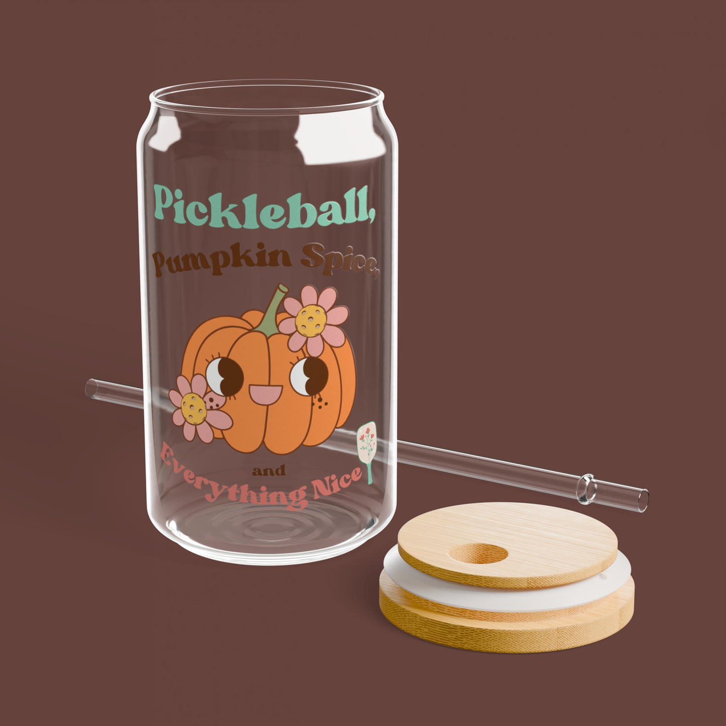 FALL Glass Can Cup - Pumpkin Spice, Pickleball & Everything Nice